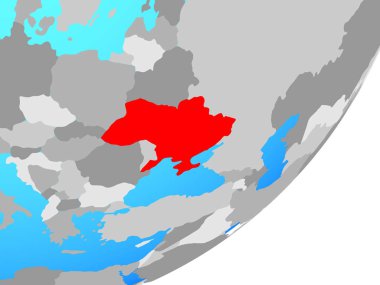 Ukrayna mavi siyasi dünya üzerinde. 3D çizim.