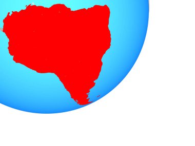 Mavi siyasi dünya üzerinde Güney Amerika. 3D çizim.