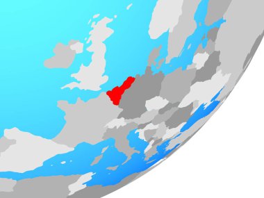 Benelux Birliği mavi siyasi dünya üzerinde. 3D çizim.