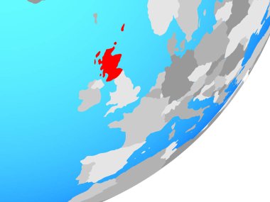 İskoçya mavi siyasi dünya üzerinde. 3D çizim.