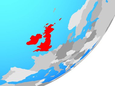 Britanya Adaları mavi siyasi dünya üzerinde. 3D çizim.