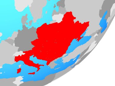 CEI ülkeler mavi siyasi dünya üzerinde. 3D çizim.