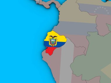 Ekvator ile katıştırılmış ulusal bayrak mavi siyasi 3d dünya üzerinde. 3D çizim.