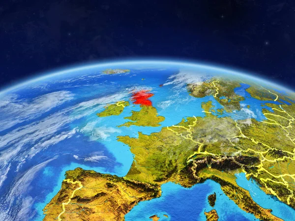 Schotland Planeet Aarde Met Landsgrenzen Zeer Gedetailleerde Planeet Oppervlak Wolken — Stockfoto