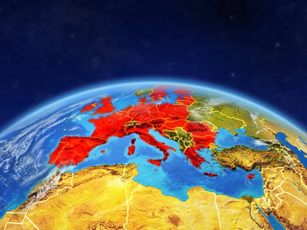 Unione Europea Sul Pianeta Terra Con Confini Nazionali Superficie Del — Foto Stock