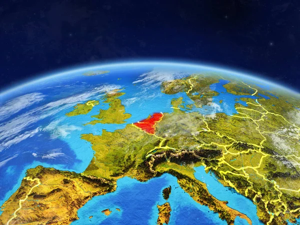 Unii Beneluxu Planetě Zemi Hranice Země Povrchu Vysoce Detailní Planety — Stock fotografie