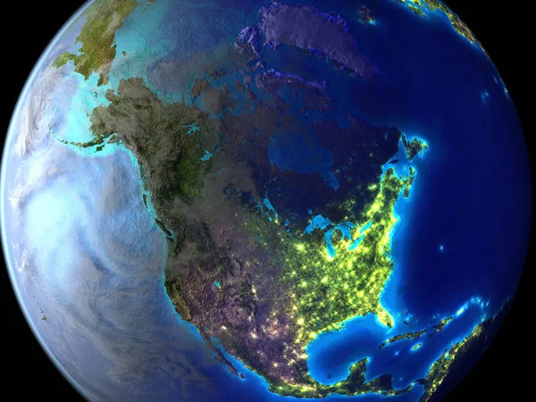 Ameryce Północnej Ziemi Widziany Kosmosu Ilustracja Elementy Tego Obrazu Dostarczone — Zdjęcie stockowe