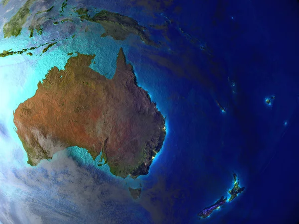 Australia on Earth as seen from space. 3D illustration. Elements of this image furnished by NASA.