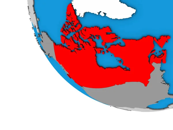 加拿大在简单的3D全球 3D插图 — 图库照片