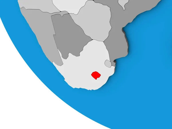 Lesotho on simple 3D globe. 3D illustration.