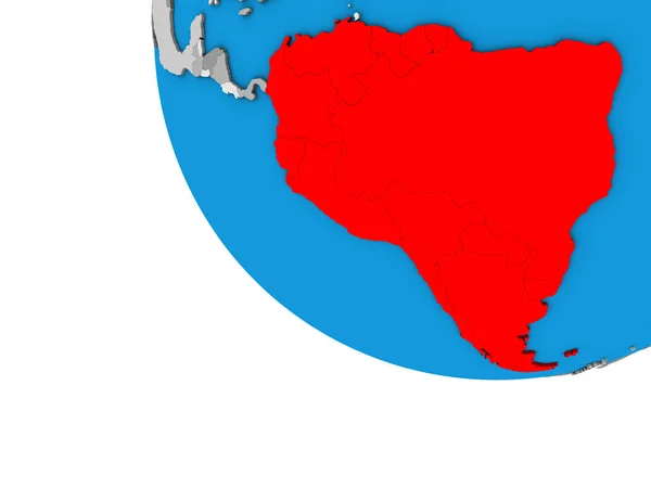 南美洲在简单的3D 地球上 — 图库照片