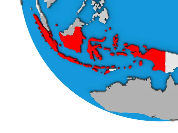 Indonesia on simple 3D globe. 3D illustration.