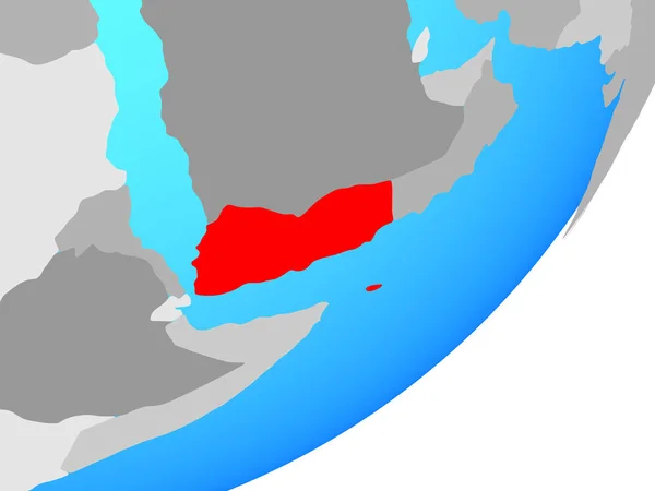 Ємен Синій Політичних Земної Кулі Ілюстрація — стокове фото