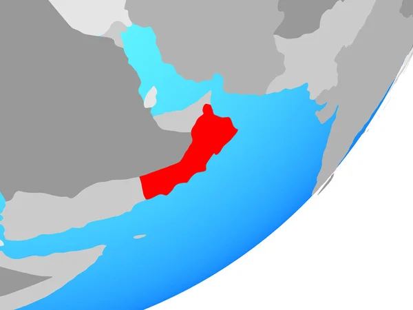 Oman Niebieski Globus Polityczny Ilustracja — Zdjęcie stockowe