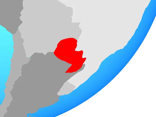 Парагвай Голубом Политическом Шаре Иллюстрация — стоковое фото