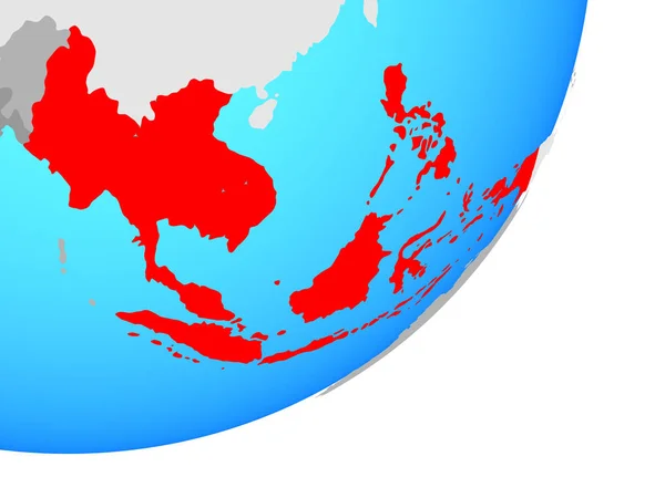 Asie Sud Est Sur Globe Politique Bleu Illustration — Photo