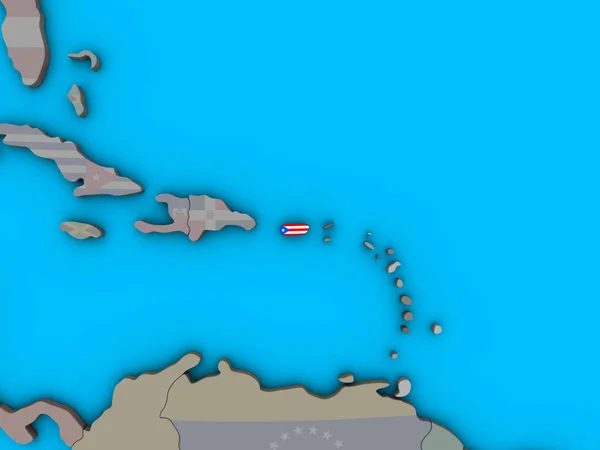 Puerto Rico Embedded National Flag Blue Political Globe Illustration — Stock Photo, Image