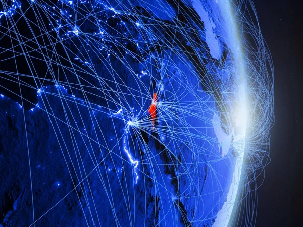 Israel Planeta Digital Azul Terra Com Rede Conceito Conectividade Viagens — Fotografia de Stock