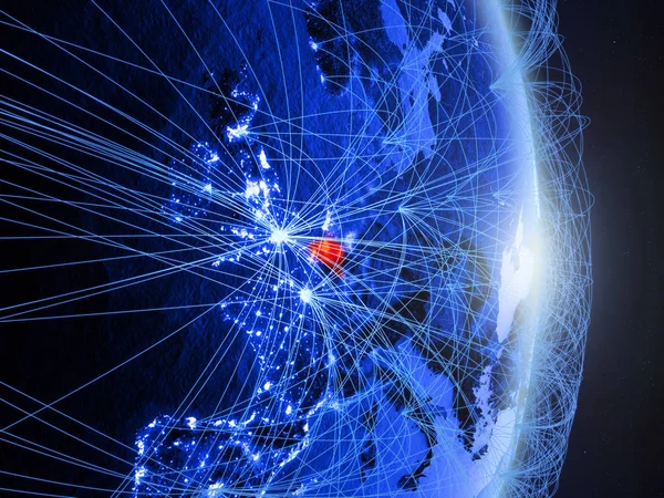 Belgien Blå Digital Planeten Jorden Med Nätverk Begreppet Connectivity Resor — Stockfoto