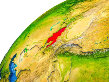 3d dünya modeli görünür ülke sınırları ile Kırgızistan. 3D çizim.