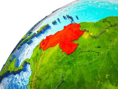 Venezuela görünür ülke sınırları ile 3d dünya modeli. 3D çizim.
