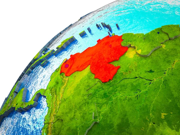Venezuela görünür ülke sınırları ile 3d dünya modeli. 3D çizim.