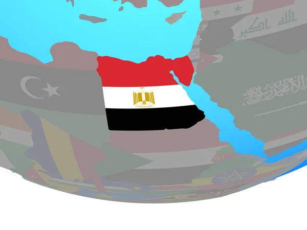 Egypt National Flag Simple Political Globe Illustration — Stock Photo, Image