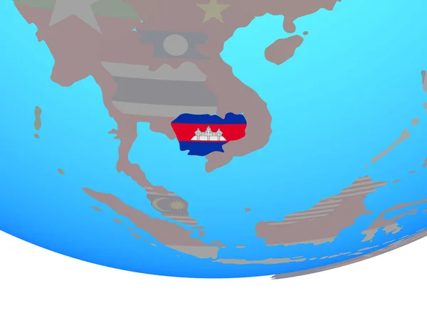 Camboya Con Bandera Nacional Simple Globo Político Ilustración — Foto de Stock