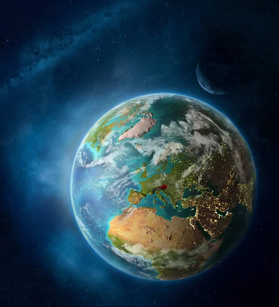 Австрія Місця Землі Оточені Космічним Місяцем Чумацький Шлях Детальний Планети — стокове фото