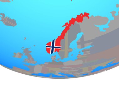 Norveç Ulusal bayrağını basit siyasi dünya ile. 3D çizim.