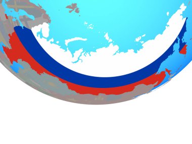 Rusya Ulusal bayrağını basit siyasi dünya ile. 3D çizim.