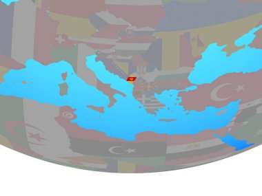 Karadağ ile basit siyasi dünya Ulusal bayrağını. 3D çizim.