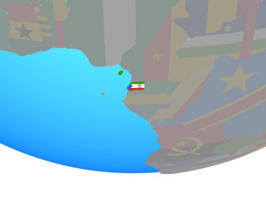 Ekvator Ginesi basit siyasi dünya üzerinde ulusal bayrak ile. 3D çizim.