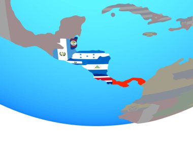 Basit siyasi dünya Ulusal bayrakları ile Orta Amerika. 3D çizim.