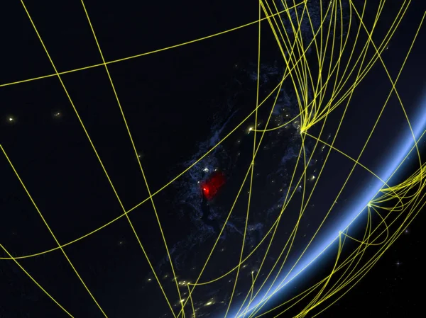 Burundi Model Van Planeet Aarde Met Netwerk Bij Nacht Concept — Stockfoto