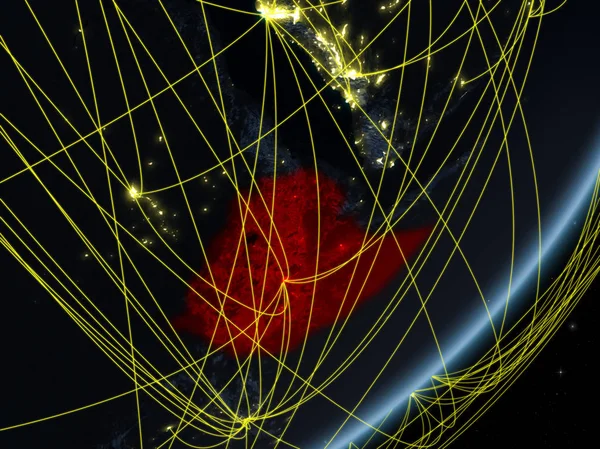 Äthiopien Nach Dem Modell Des Planeten Erde Mit Nächtlichem Netzwerk — Stockfoto