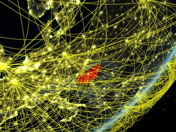 Hongrie Sur Modèle Planète Terre Avec Réseau Nuit Concept Nouvelles — Photo