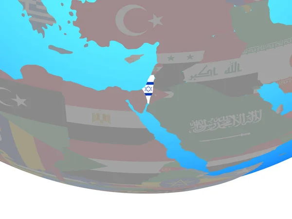 Israel National Flag Simple Political Globe Illustration — Stock Photo, Image