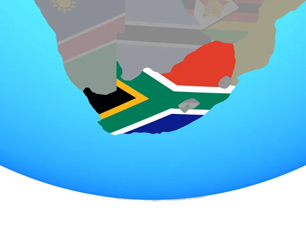 Южная Африка Национальным Флагом Простом Политическом Глобусе Иллюстрация — стоковое фото