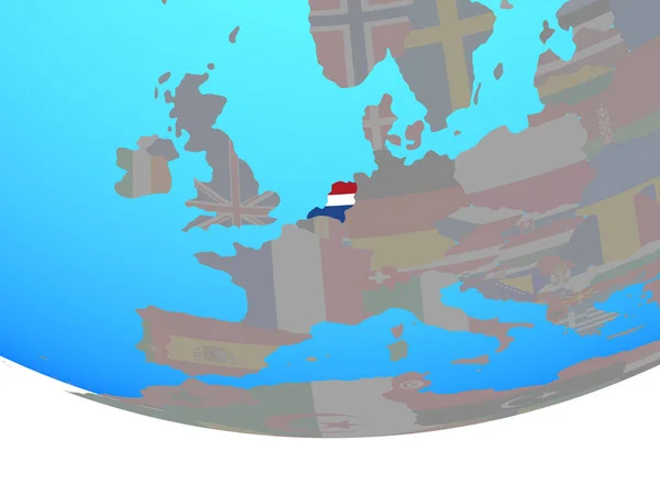 Netherlands National Flag Simple Political Globe Illustration — Stock Photo, Image