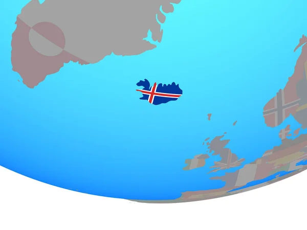 Ijsland Met Nationale Vlag Eenvoudige Politieke Wereldbol Illustratie — Stockfoto