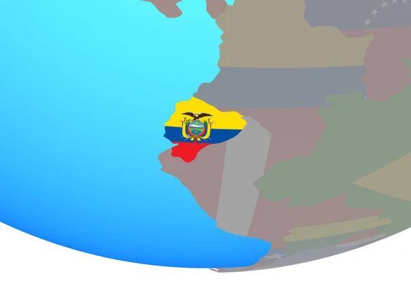 Эквадор Государственным Флагом Простом Политическом Глобусе Иллюстрация — стоковое фото