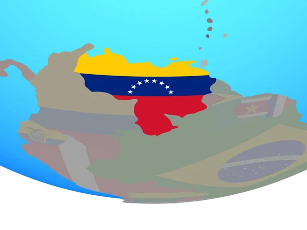 Venezuela Con Bandera Nacional Simple Globo Político Ilustración — Foto de Stock