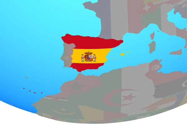 Spanien Med Flagga Enkla Politiska Jordglob Illustration — Stockfoto