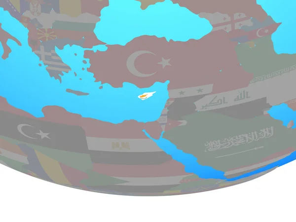 Cyprus National Flag Simple Political Globe Illustration — Stock Photo, Image