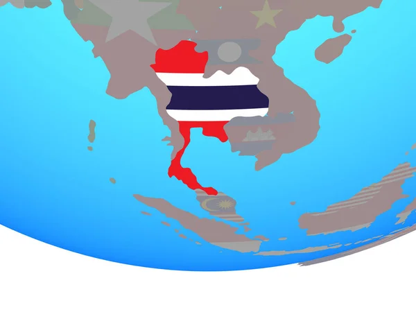 Thaiföld Nemzeti Zászló Egyszerű Politikai Földgömb Illusztráció — Stock Fotó
