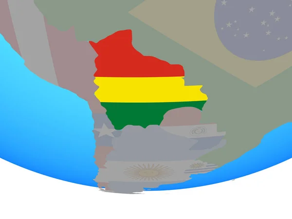 Bolivia National Flag Simple Political Globe Illustration — Stock Photo, Image