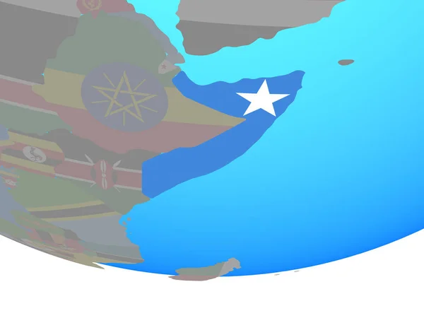 Somalia National Flag Simple Political Globe Illustration — Stock Photo, Image