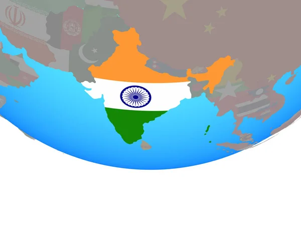 India Con Bandera Nacional Simple Globo Político Ilustración —  Fotos de Stock