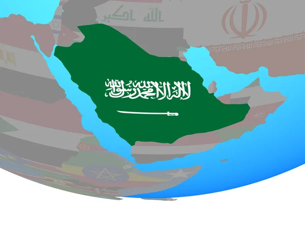 간단한 정치적인 세계에 국기와 사우디 아라비아 일러스트 — 스톡 사진